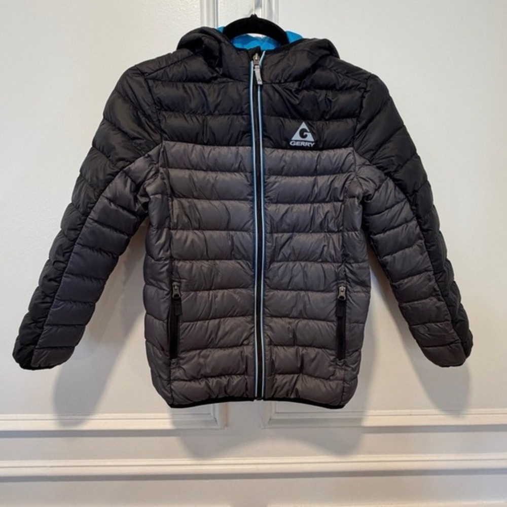 Gerry Kids Size M 10/12 Black Gray‎ Puffer Jacket Hooded Down Insulated Winter